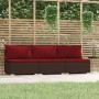 3-Sitzer-Gartensofa mit braunen synthetischen Rattankissen von vidaXL, Gartensets - Ref: Foro24-317550, Preis: 376,98 €, Raba...