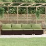 4-Sitzer-Gartensofa mit braunen synthetischen Rattankissen von vidaXL, Gartensets - Ref: Foro24-317563, Preis: 386,17 €, Raba...