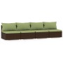 4-Sitzer-Gartensofa mit braunen synthetischen Rattankissen von vidaXL, Gartensets - Ref: Foro24-317563, Preis: 386,17 €, Raba...