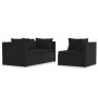 3-teiliges Gartenmöbel-Set und schwarze synthetische Rattankissen von vidaXL, Modulare Sofas für den Außenbereich - Ref: Foro...