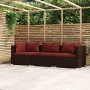 3-Sitzer-Gartensofa mit braunen synthetischen Rattankissen von vidaXL, Gartensets - Ref: Foro24-317544, Preis: 259,19 €, Raba...