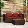 3-teiliges Gartenmöbel-Set und braune synthetische Rattankissen von vidaXL, Gartensets - Ref: Foro24-317543, Preis: 198,57 €,...