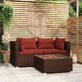 3-teiliges Gartenmöbel-Set und braune synthetische Rattankissen von vidaXL, Gartensets - Ref: Foro24-317543, Preis: 198,99 €,...