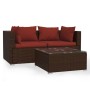 Set muebles de jardín 3 piezas y cojines ratán sintético marrón de vidaXL, Conjuntos de jardín - Ref: Foro24-317543, Precio: ...