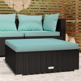 Gartenhocker mit grauem synthetischem Rattankissen 70x70x30 cm von vidaXL, Modulare Sofas für den Außenbereich - Ref: Foro24-...