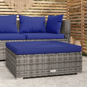 Gartenhocker mit grauem synthetischem Rattankissen 70x70x30 cm von vidaXL, Modulare Sofas für den Außenbereich - Ref: Foro24-...