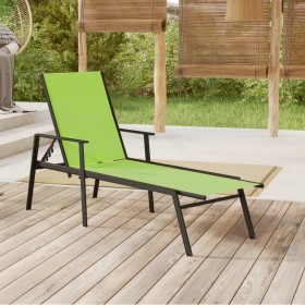 Steel and green textilene sun lounger by vidaXL, Loungers - Ref: Foro24-317598, Price: 110,99 €, Discount: %