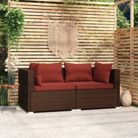 2-seater sofa with brown synthetic rattan cushions by vidaXL, Garden sets - Ref: Foro24-317542, Price: 178,27 €, Discount: %