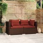 2-seater sofa with brown synthetic rattan cushions by vidaXL, Garden sets - Ref: Foro24-317542, Price: 178,72 €, Discount: %