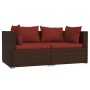 2-Sitzer-Sofa mit braunen synthetischen Rattankissen von vidaXL, Gartensets - Ref: Foro24-317542, Preis: 177,95 €, Rabatt: %