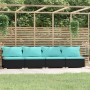 4-Sitzer-Sofa mit schwarzen synthetischen Rattankissen von vidaXL, Gartensets - Ref: Foro24-317541, Preis: 448,86 €, Rabatt: %