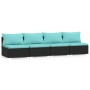 4-Sitzer-Sofa mit schwarzen synthetischen Rattankissen von vidaXL, Gartensets - Ref: Foro24-317541, Preis: 448,86 €, Rabatt: %