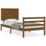 Honey brown solid wood bed frame with headboard 90x200cm by vidaXL, Beds and slatted bases - Ref: Foro24-3195209, Price: 123,...