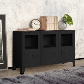 Industrial black metal and glass sideboard 105x35x62 cm by vidaXL, Sideboards - Ref: Foro24-339608, Price: 118,58 €, Discount: %