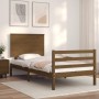 Honey brown solid wood bed frame with headboard 90x200cm by vidaXL, Beds and slatted bases - Ref: Foro24-3195209, Price: 123,...