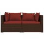 3-teiliges Gartenmöbel-Set und braune synthetische Rattankissen von vidaXL, Modulare Sofas für den Außenbereich - Ref: Foro24...