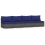 4-seater garden sofa with gray synthetic rattan cushions by vidaXL, Garden sets - Ref: Foro24-317574, Price: 293,99 €, Discou...