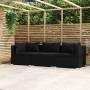 3-Sitzer-Sofa mit schwarzen synthetischen Rattankissen von vidaXL, Gartensets - Ref: Foro24-317522, Preis: 340,26 €, Rabatt: %