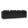 3-Sitzer-Sofa mit schwarzen synthetischen Rattankissen von vidaXL, Gartensets - Ref: Foro24-317522, Preis: 340,26 €, Rabatt: %