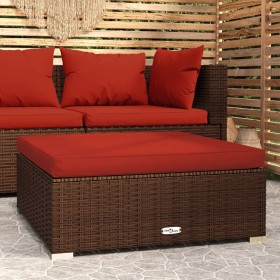 Gartenhocker und Kissen aus braunem synthetischem Rattan 70x70x30 cm von vidaXL, Modulare Sofas für den Außenbereich - Ref: F...