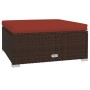 Garden footrest and brown synthetic rattan cushion 70x70x30 cm by vidaXL, Modular outdoor sofas - Ref: Foro24-317547, Price: ...