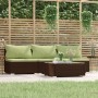 4-teiliges Gartenmöbel-Set und braune synthetische Rattankissen von vidaXL, Gartensets - Ref: Foro24-317562, Preis: 364,13 €,...