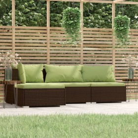 4-teiliges Gartenmöbel-Set und braune synthetische Rattankissen von vidaXL, Gartensets - Ref: Foro24-317556, Preis: 390,99 €,...