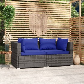 2-seater sofa with gray synthetic rattan cushions by vidaXL, Garden sets - Ref: Foro24-317564, Price: 171,31 €, Discount: %