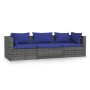 3-seater garden sofa with grey synthetic rattan cushions by vidaXL, Garden sets - Ref: Foro24-317566, Price: 240,61 €, Discou...