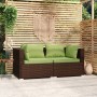 2-Sitzer-Sofa mit braunen synthetischen Rattankissen von vidaXL, Gartensets - Ref: Foro24-317553, Preis: 231,76 €, Rabatt: %