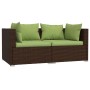 2-Sitzer-Sofa mit braunen synthetischen Rattankissen von vidaXL, Gartensets - Ref: Foro24-317553, Preis: 231,76 €, Rabatt: %