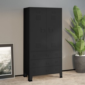 Armario industrial de metal negro 90x50x180 cm de vidaXL, Armarios roperos - Ref: Foro24-339613, Precio: 422,39 €, Descuento: %