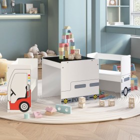 Children's table and chairs 3 pieces MDF police car design by vidaXL, Baby and Toddler Furniture Sets - Ref: Foro24-10405, Pr...