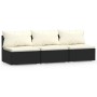 3-seater sofa with black synthetic rattan cushions by vidaXL, Garden sets - Ref: Foro24-317495, Price: 407,20 €, Discount: %