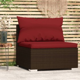 Zentrales Gartensofa mit braunen synthetischen Rattankissen von vidaXL, Modulare Sofas für den Außenbereich - Ref: Foro24-317...