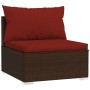 Zentrales Gartensofa mit braunen synthetischen Rattankissen von vidaXL, Modulare Sofas für den Außenbereich - Ref: Foro24-317...