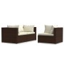 Set muebles de jardín 3 pzas y cojines ratán sintético marrón de vidaXL, Sofás modulares de exterior - Ref: Foro24-317505, Pr...