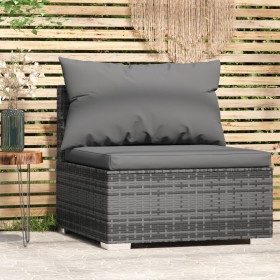 Central garden sofa with gray synthetic rattan cushions by vidaXL, Modular outdoor sofas - Ref: Foro24-317515, Price: 75,99 €...