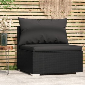 Central garden sofa with black synthetic rattan cushions by vidaXL, Modular outdoor sofas - Ref: Foro24-317526, Price: 82,45 ...