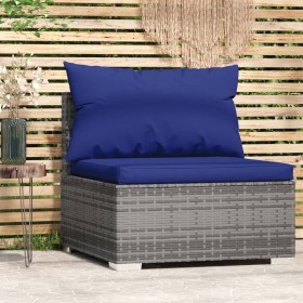 Central garden sofa with gray synthetic rattan cushions by vidaXL, Modular outdoor sofas - Ref: Foro24-317570, Price: 78,63 €...