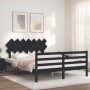 Bed frame with black solid wood headboard 140x200 cm by vidaXL, Beds and slatted bases - Ref: Foro24-3195290, Price: 156,40 €...