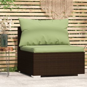 Zentrales Gartensofa mit braunen synthetischen Rattankissen von vidaXL, Modulare Sofas für den Außenbereich - Ref: Foro24-317...