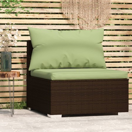 Central garden sofa with brown synthetic rattan cushions by vidaXL, Modular outdoor sofas - Ref: Foro24-317559, Price: 85,44 ...