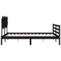 Bed frame with black solid wood headboard 140x200 cm by vidaXL, Beds and slatted bases - Ref: Foro24-3195290, Price: 156,40 €...