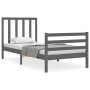 Gray solid wood bed frame with headboard 90x200 cm by vidaXL, Beds and slatted bases - Ref: Foro24-3193778, Price: 104,65 €, ...