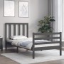 Gray solid wood bed frame with headboard 90x200 cm by vidaXL, Beds and slatted bases - Ref: Foro24-3193778, Price: 104,65 €, ...