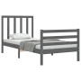 Gray solid wood bed frame with headboard 90x200 cm by vidaXL, Beds and slatted bases - Ref: Foro24-3193778, Price: 104,65 €, ...