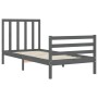 Gray solid wood bed frame with headboard 90x200 cm by vidaXL, Beds and slatted bases - Ref: Foro24-3193778, Price: 104,65 €, ...