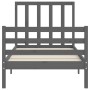 Gray solid wood bed frame with headboard 90x200 cm by vidaXL, Beds and slatted bases - Ref: Foro24-3193778, Price: 104,65 €, ...