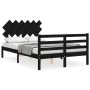 Bed frame with black solid wood headboard 120x200 cm by vidaXL, Beds and slatted bases - Ref: Foro24-3195285, Price: 148,99 €...